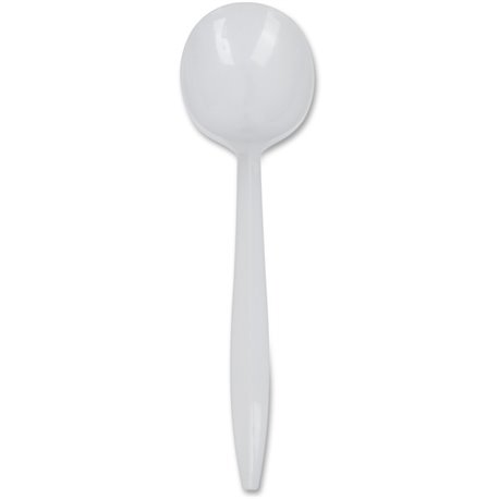 Genuine Joe Medium-Weight Soup Spoon - 1 Piece(s) - 1000/Carton - Soup Spoon - 1 x Soup Spoon - Disposable - Polypropylene - Whi