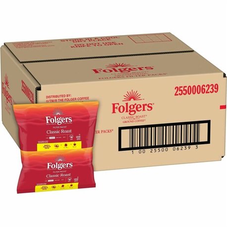 Folgers Filter Pack Regular Classic Roast Coffee - 0.9 oz Per Pouch - 40 / Carton