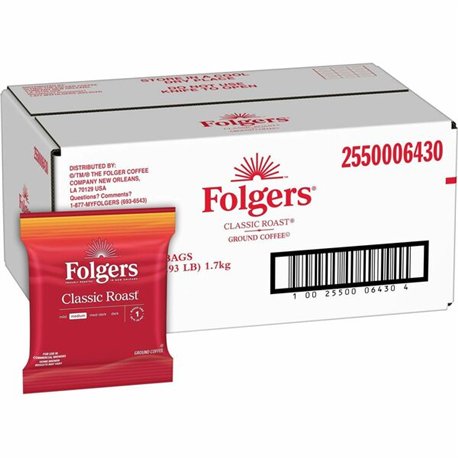 Folgers Regular Classic Roast Coffee - Medium - 1.5 oz Per Bag - 42 / Carton