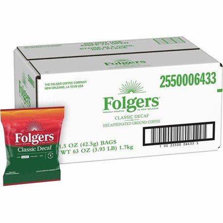 Folgers Ground Classic Decaf Coffee - 1.5 oz - 42 / Carton