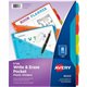 Avery Write & Erase 8-Tab Plastic Dividers, Pockets, Brights (16103) - Multicolor - Plastic - 2 - Hole-punched, Write-on Label, 