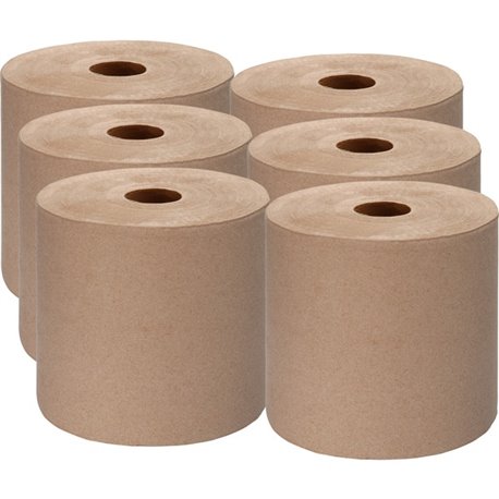 Genuine Joe Embossed Hardwound Roll Towels - 7.88" x 1000 ft - 2" Core - Kraft - 6 / Carton