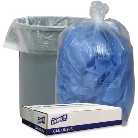 Genuine Joe Low Density Can Liners - 33 gal Capacity - 33" Width x 39" Length - 1.40 mil (36 Micron) Thickness - Low Density - C