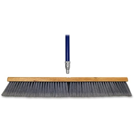 Genuine Joe Floor Sweep - 24" Handle Width - 60" Handle Length - Metal Handle - 1 Each - Gray