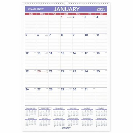 At-A-Glance Erasable Wall Calendar - Large Size - Julian Dates - Monthly - 12 Month - January 2025 - December 2025 - 1 Month Sin