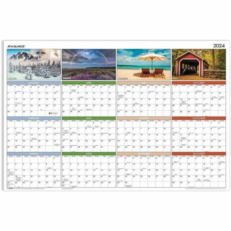 At-A-Glance Wall Calendar - Small Size - Julian Dates - Monthly - 12 Month - January 2024 - December 2024 - 1 Month Single Page 