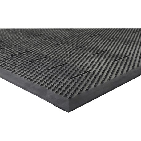 Genuine Joe Free Flow Comfort Anti-fatigue Mat - 48" Length x 36" Width x 0.500" Thickness - Rubber - Black - 1Each