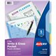 Avery Write & Erase Durable Plastic Dividers w/Pockets, 5-tab, Multicolor - 5 x Divider(s) - 5 Write-on Tab(s) - 5 - 5 Tab(s)/Se