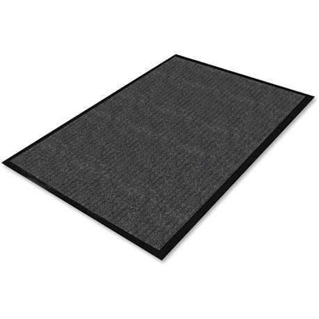 Genuine Joe Ribbed Indoor Wiper Mat - Warehouse, Hotel, Indoor - 60" Length x 36" Width - Polypropylene, Vinyl - Charcoal - 1Eac