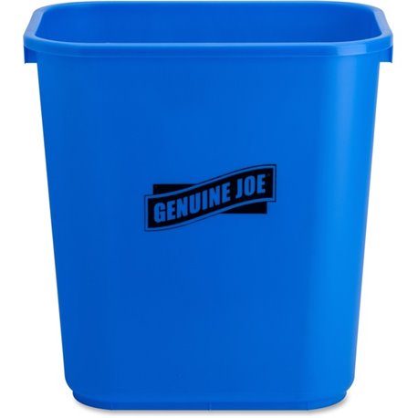 Genuine Joe 28-1/2 Quart Recycle Wastebasket - 7.13 gal Capacity - Rectangular - 15" Height x 14.5" Width x 10.5" Depth - Blue, 