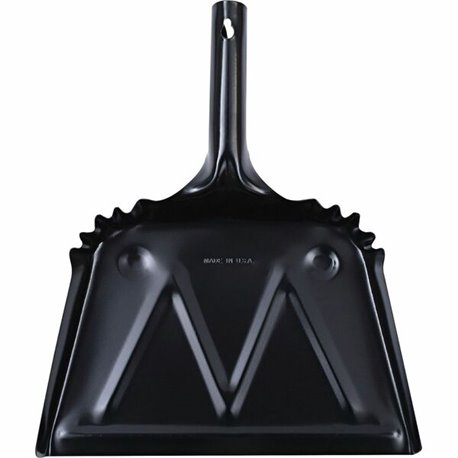 Genuine Joe Heavy-Duty Metal Dustpan - 12" Wide - Steel - Black - 1 Each