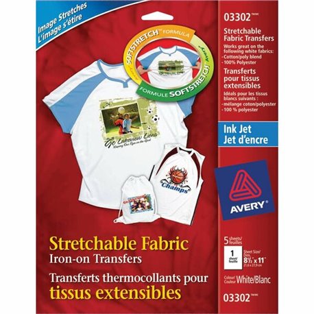 Avery Stretchable T-Shirt Transfers - Letter - 8 1/2" x 11" - Matte - 30 / Carton - Crack Resistant, Fade Resistant, Washable - 