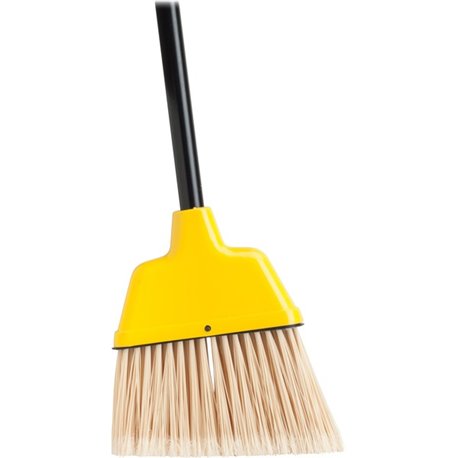 Genuine Joe Angle Broom - Polyvinyl Chloride (PVC) Bristle - 47" Handle Length - 54.5" Overall Length - Plastic Handle - 1 Each 