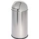 Genuine Joe Push Open Round Top Receptacle - 12 gal Capacity - Round - Durable - 29.2" Height x 14.8" Diameter - Stainless Steel