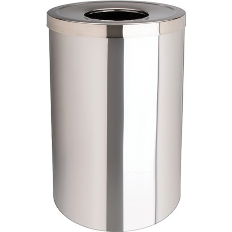 Genuine Joe 30 Gallon Stainless Steel Trash Receptacle - 30 gal Capacity - Durable, Heavy Duty - 31.5" Height x 20" Diameter - S