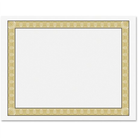 Geographics Natural Diplomat Certificate - 24 lb Basis Weight - 11" x 8.5" - Inkjet, Laser Compatible - Gold with White Border -