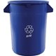 Genuine Joe Heavy-Duty Trash Container - 32 gal Capacity - Side Handle, Venting Channel - Plastic - Blue - 1 Each