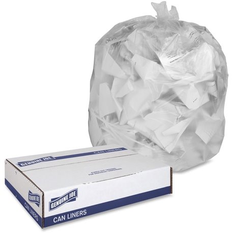 Genuine Joe Economy High-Density Can Liners - Small Size - 10 gal Capacity - 24" Width x 24" Length - 0.24 mil (6 Micron) Thickn