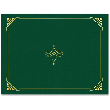 Geographics Letter Recycled Certificate Holder - 8 1/2" x 11" - Hunter Green, Gold - 30% Recycled - 5 / Pack