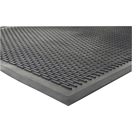 Genuine Joe Clean Step Scraper Floor Mats - Outside Entrance, Outdoor - 72" Length x 48" Width - Rubber - Black - 1Each