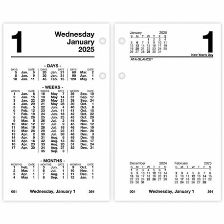 At-A-Glance Financial Desk Calendar Refill - Standard Size - Julian Dates - Daily - 12 Month - January 2025 - December 2025 - 1 