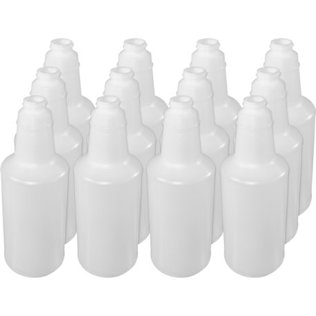 Genuine Joe Plastic Bottle with Graduations - Suitable For Cleaning - Lightweight, Durable, Graduated - 12 / Carton - Translucen