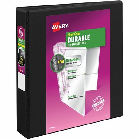 Avery Durable View Binder 1�" , Slant D Rings, Black - 1 1/2" Binder Capacity - Letter - 8 1/2" x 11" Sheet Size - 375 Sheet Cap