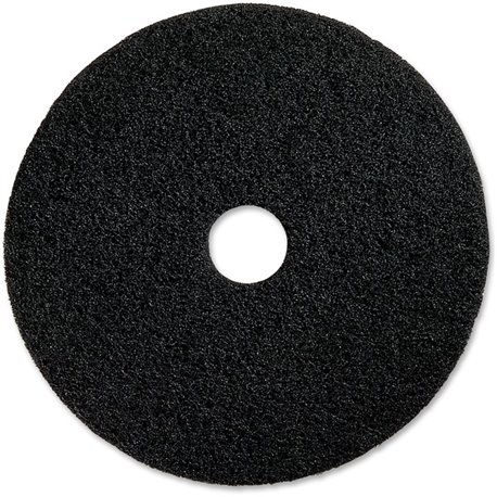 Genuine Joe Black Floor Stripping Pad - 14" Diameter - 5/Carton x 14" Diameter x 1" Thickness - Floor, Stripping - 175 rpm to 35