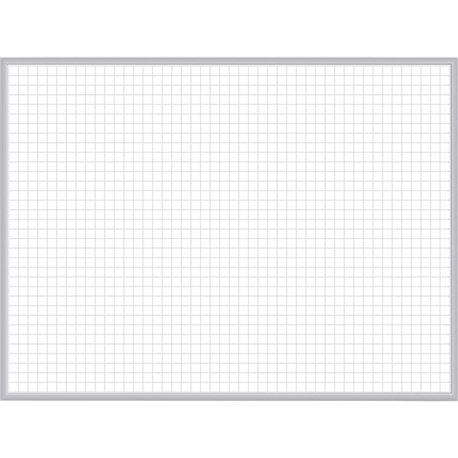 Ghent Grid Whiteboard - 36" (3 ft) Width x 24" (2 ft) Height - White Steel Surface - Satin Aluminum Frame - Rectangle - Horizont