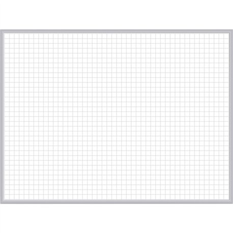 Ghent Grid Whiteboard - 48" (4 ft) Width x 36" (3 ft) Height - White Steel Surface - Satin Aluminum Frame - Rectangle - Horizont