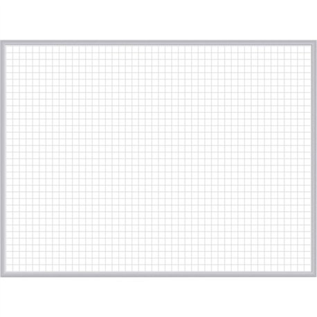 Ghent Grid Whiteboard - 72" (6 ft) Width x 48" (4 ft) Height - White Steel Surface - Satin Aluminum Frame - Rectangle - Horizont