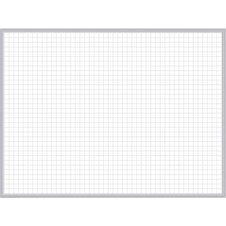 Ghent Grid Whiteboard - 96" (8 ft) Width x 48" (4 ft) Height - White Steel Surface - Satin Aluminum Frame - Rectangle - Horizont