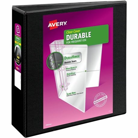 Avery Durable View Binder 3" , Slant D Rings, Black - 3" Binder Capacity - Letter - 8 1/2" x 11" Sheet Size - 600 Sheet Capacity