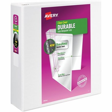 Avery Durable View Binder 3" , Slant D Rings, White - 3" Binder Capacity - Letter - 8 1/2" x 11" Sheet Size - 635 Sheet Capacity