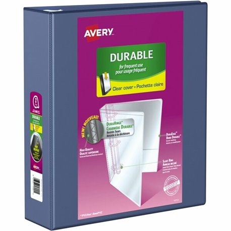 Avery Durable View Binder 3" , Slant D Rings, Navy" 3" , Slant D Rings, Navy - 3" Binder Capacity - Letter - 8 1/2" x 11" Sheet 