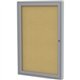 Ghent 1 Door Enclosed Natural Cork Bulletin Board with Satin Frame - 24" Height x 18" Width - Natural Cork Surface - Locking Doo