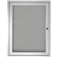 Ghent 1 Door Enclosed Vinyl Bulletin Board with Satin Frame - 24" Height x 18" Width - Silver Vinyl Surface - Locking Door, Tack