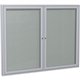 Ghent 2 Door Enclosed Vinyl Bulletin Board with Satin Frame - 36" Height x 48" Width - Silver Vinyl Surface - Locking Door, Tack