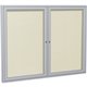 Ghent 2 Door Enclosed Vinyl Bulletin Board with Satin Frame - 48" Height x 60" Width - Ivory Vinyl Surface - Weather Resistant, 