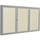 Ghent 3 Door Enclosed Vinyl Bulletin Board with Satin Frame - 48" Height x 72" Width - Ivory Vinyl Surface - Weather Resistant, 