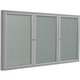 Ghent 3 Door Enclosed Vinyl Bulletin Board with Satin Frame - 48" Height x 72" Width - Silver Vinyl Surface - Weather Resistant,