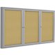 Ghent 3 Door Enclosed Natural Cork Bulletin Board with Satin Frame - 48" Height x 96" Width - Natural Cork Surface - Locking Doo