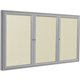 Ghent 3 Door Enclosed Vinyl Bulletin Board with Satin Frame - 48" Height x 96" Width - Ivory Vinyl Surface - Weather Resistant, 