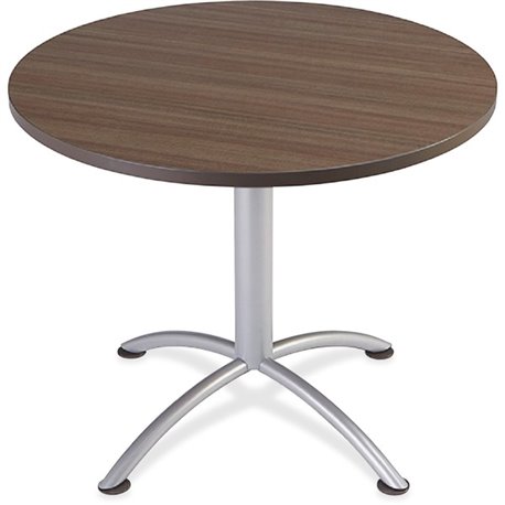 Iceberg iLand Round Hospitality Table - Round Top - Powder Coated Silver - Contemporary Style - 1.13" Table Top Thickness x 36" 