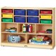 Jonti-Craft Colored Bins Combo Mobile Storage Unit - 15 Compartment(s) - 35.5" Height x 48" Width x 15" Depth - Wood Grain - 1 E