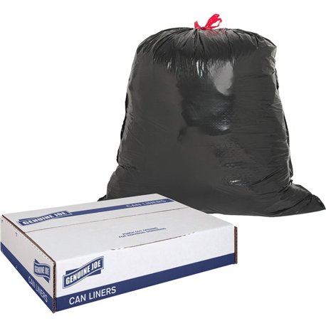 Genuine Joe Flexible Drawstring Trash Can Liners - Medium Size - 30 gal Capacity - 30" Width x 32" Length - 1.05 mil (27 Micron)