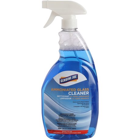 Genuine Joe Ammoniated Glass Cleaner - For Hard Surface - Ready-To-Use - 32 fl oz (1 quart) - 1 Each - Lint-free, Heavy Duty, Ea