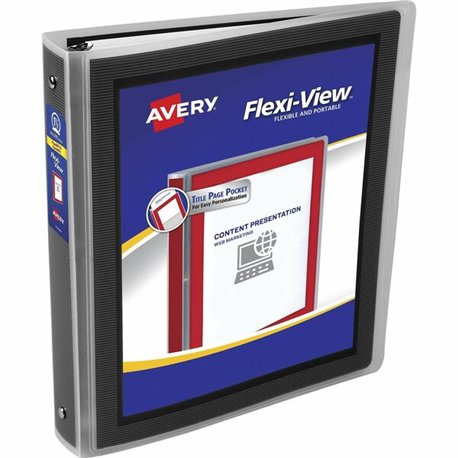 Avery Flexi-View 3 Ring Binders - 1 1/2" Binder Capacity - Letter - 8 1/2" x 11" Sheet Size - 275 Sheet Capacity - 2 1/10" Spine