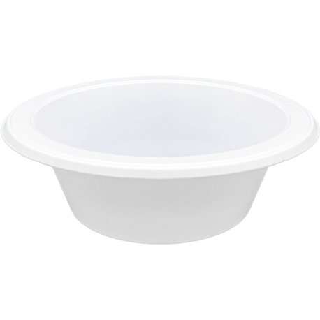 Genuine Joe 12 oz Reusable Plastic Bowls - Serving - Disposable - White - Plastic Body - 125 / Pack