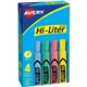 Avery Hi-Liter Desk-Style Highlighters - Chisel Marker Point Style - Light Blue, Light Green, Light Pink, Yellow Water Based Ink